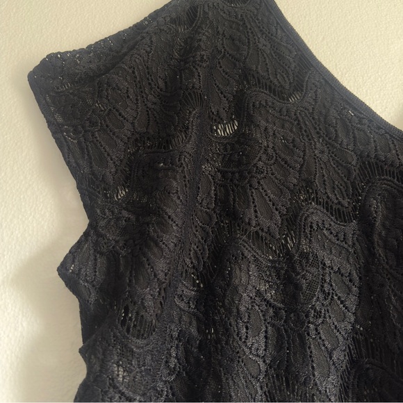 Victoria’s Secret Black Lace Swim Coverup Women Size XS V Neck Fringe Hem - Picture 5 of 12